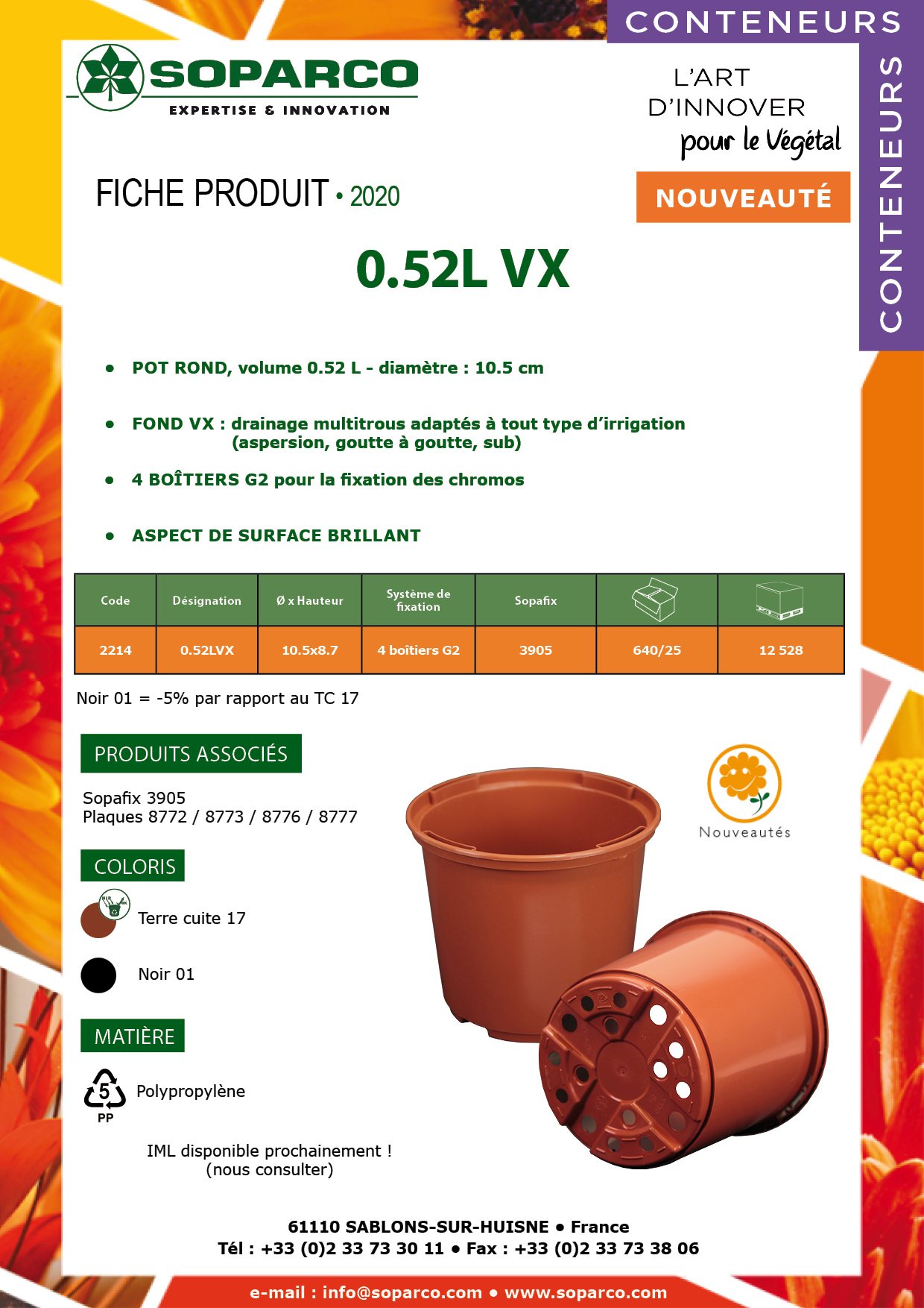 Fiche produit du pot v rond 0.52L VX